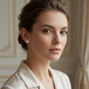 Silver Flower Pearl Stud Earrings – pearl earrings, styling detail
