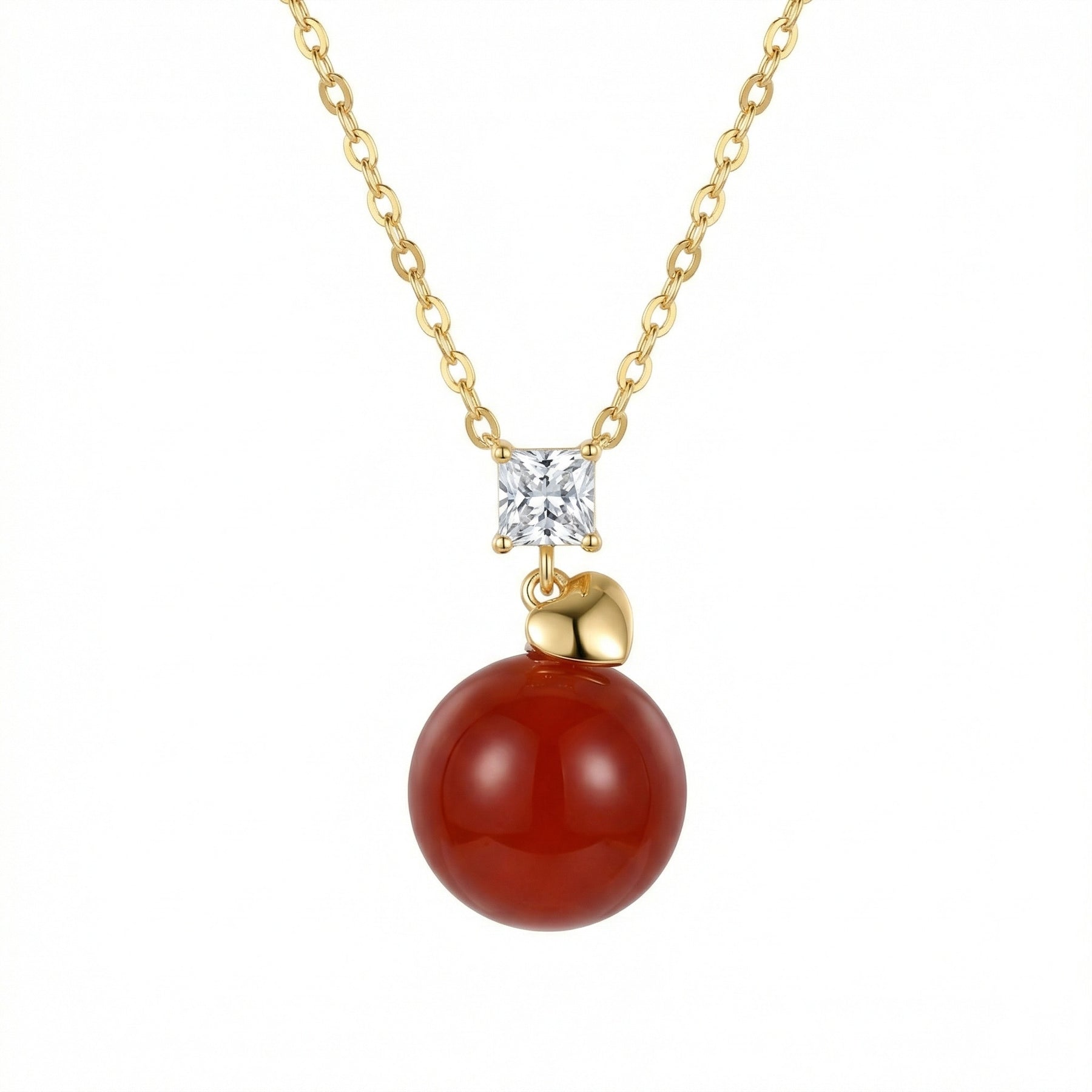 Red Agate Sphere Pendant Necklace – agate necklace