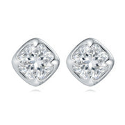 Cushion-Cut CZ Studs with Clover Inset – zircon earrings