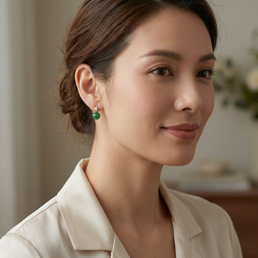 Jadeite Bead Stud Earrings – jade earrings