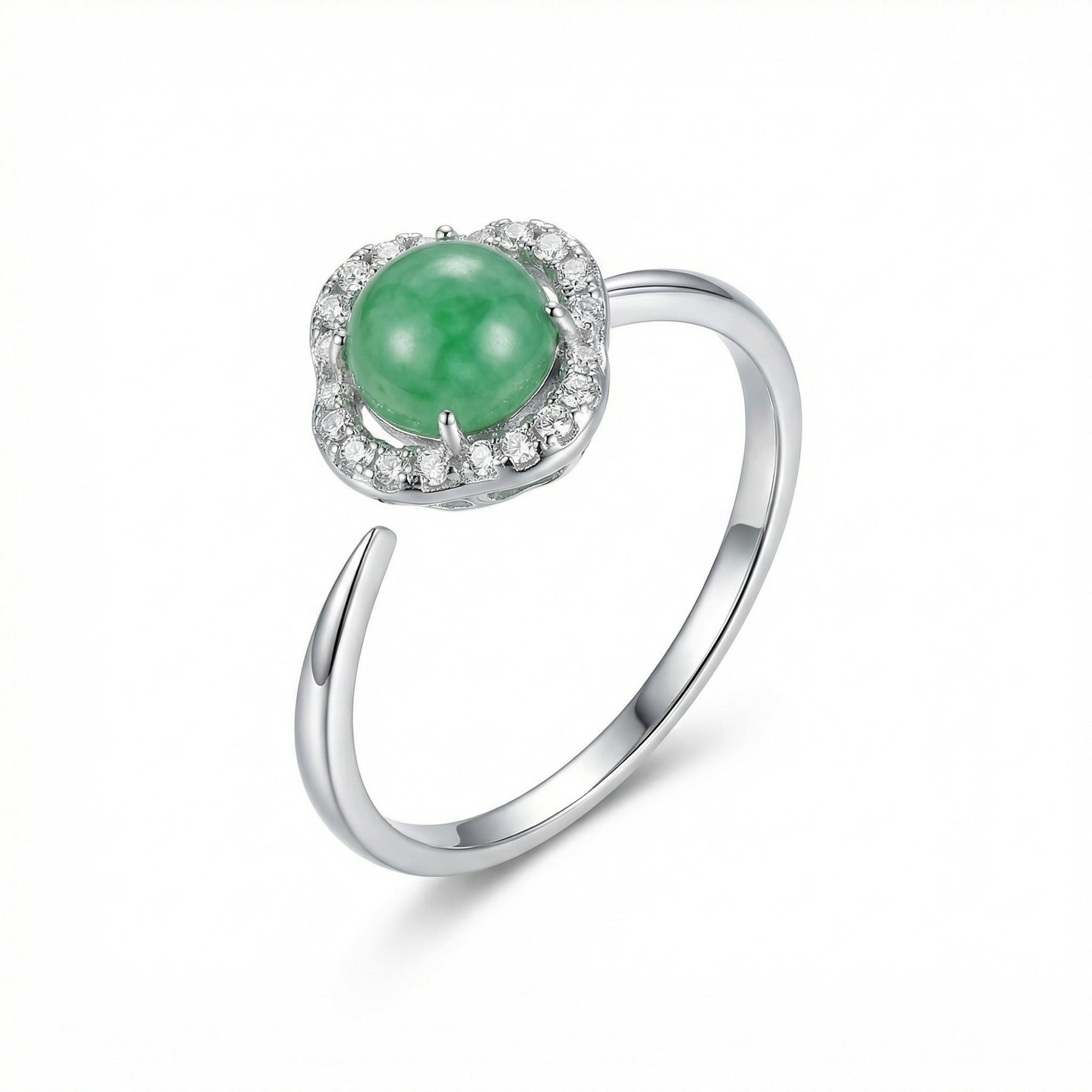 Open-Wrap Jadeite Cabochon Ring – jade ring, side detail