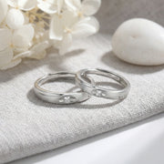 Matte Finish Couple Rings Set – sterling silver ring, front view