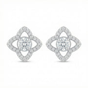 Quatrefoil Halo Stud Earrings – sterling silver earrings, front view