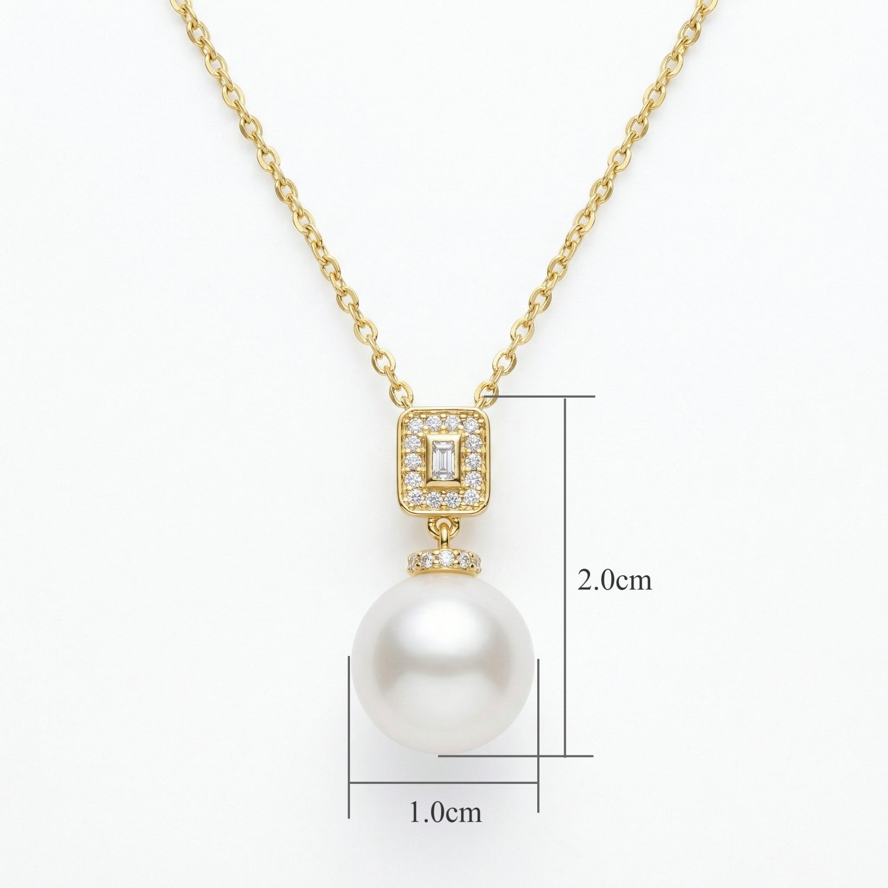 South Sea Pearl Geometric Pendant – pearl necklace, side detail