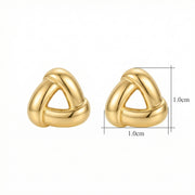 Interwoven Triangle Knot Stud Earrings – sterling silver earrings, front view