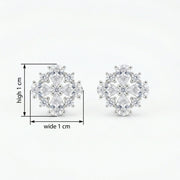 Pear and Round Floral Cluster Studs – sterling silver earrings