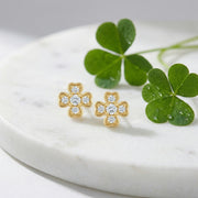 Clover-Shaped Sparkling stone Stud Earrings – sterling silver earrings