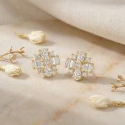 Vintage Floral Motif Stud Earrings – sterling silver earrings, front view