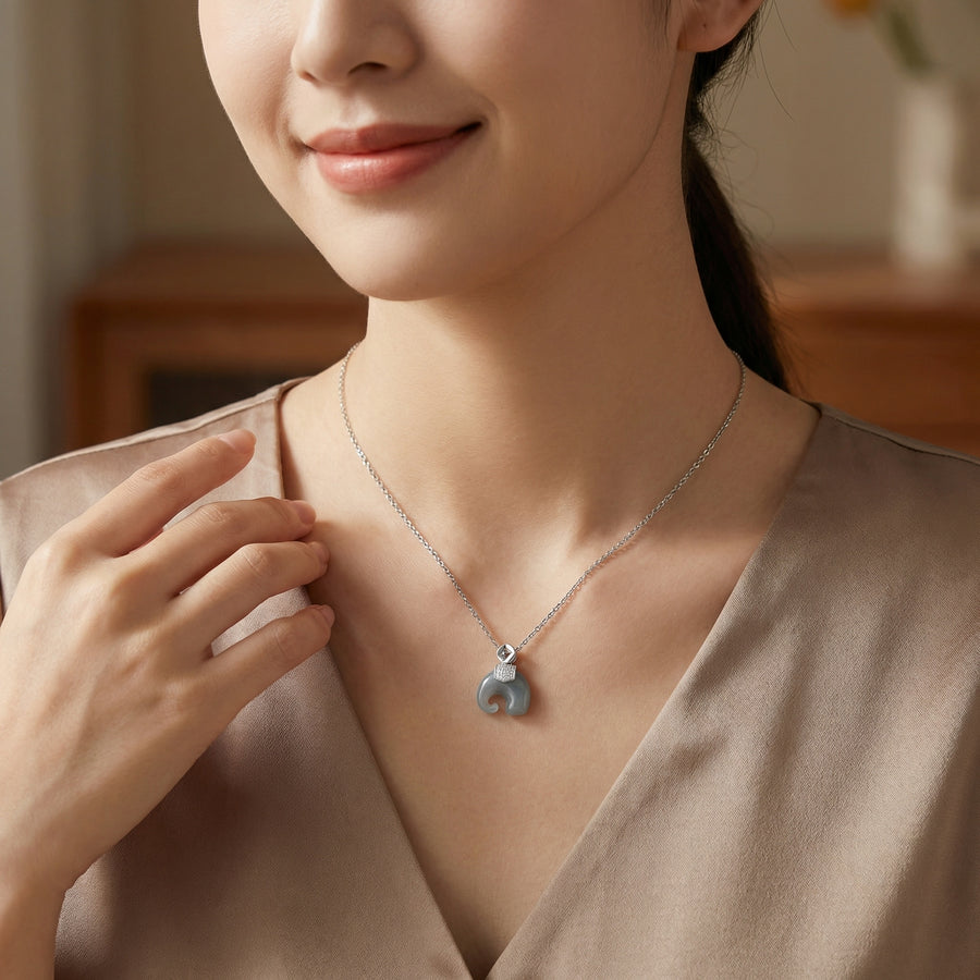 Grey Jade Elephant Pendant Necklace – jade necklace