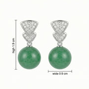 Jadeite Bead Triangular Drop Earrings – jade earrings, close-up