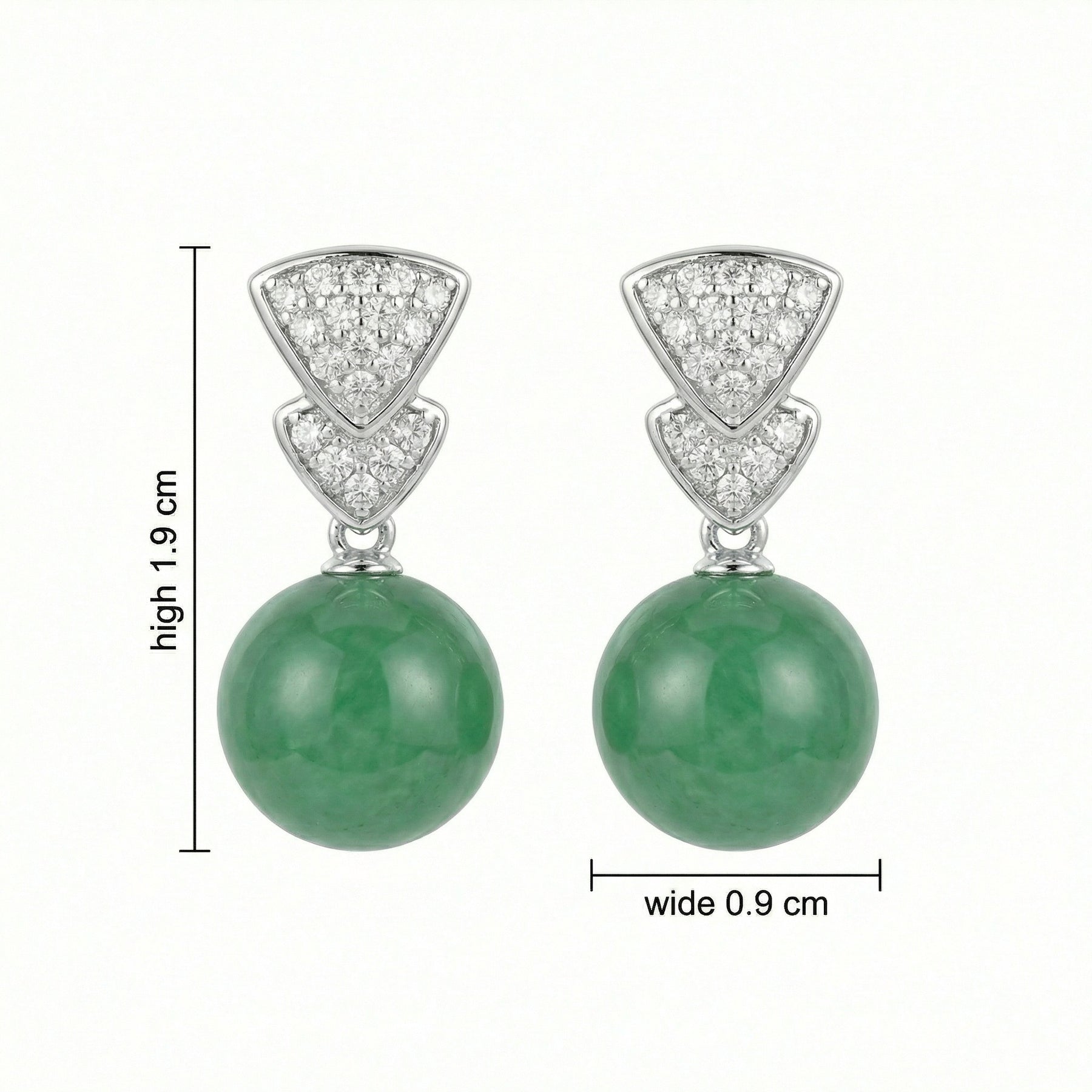 Jadeite Bead Triangular Drop Earrings – jade earrings, close-up