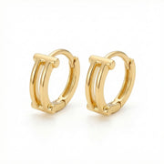 Double-Bar Geometric Huggie Hoops – sterling silver earrings, side detail