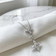 Marquise Floral Double Cluster Necklace – sterling silver necklace, close-up