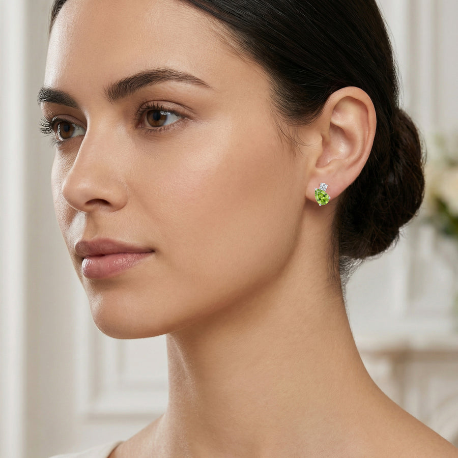 Pear-Cut Peridot Drop Earrings – jade earrings, side detail