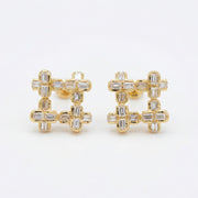 Hashtag Design Baguette Stud Earrings – sterling silver earrings, side detail