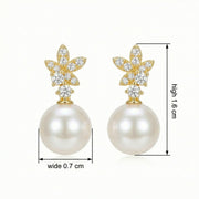 Floral Pearl Drop Earrings – pearl earrings, close-up