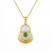 White and Green Gourd Necklace – sterling silver necklace