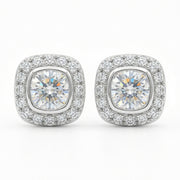 Cushion Halo Studs, White Finish – sterling silver earrings