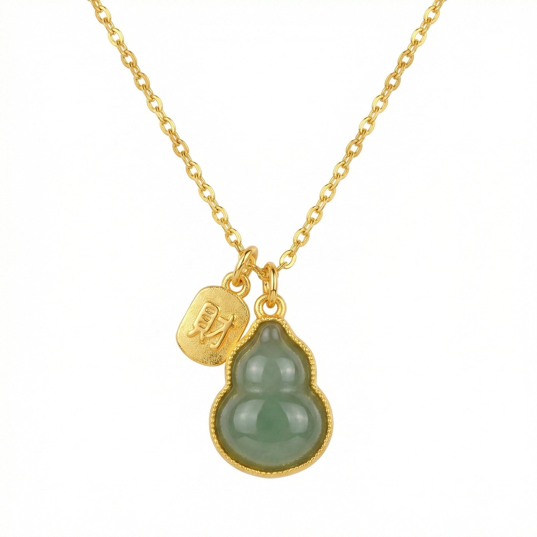 Jade Hulu Gourd Fortune Necklace – jade necklace, front view