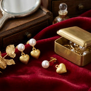 Heart and Pearl Drop Earrings – pearl earrings