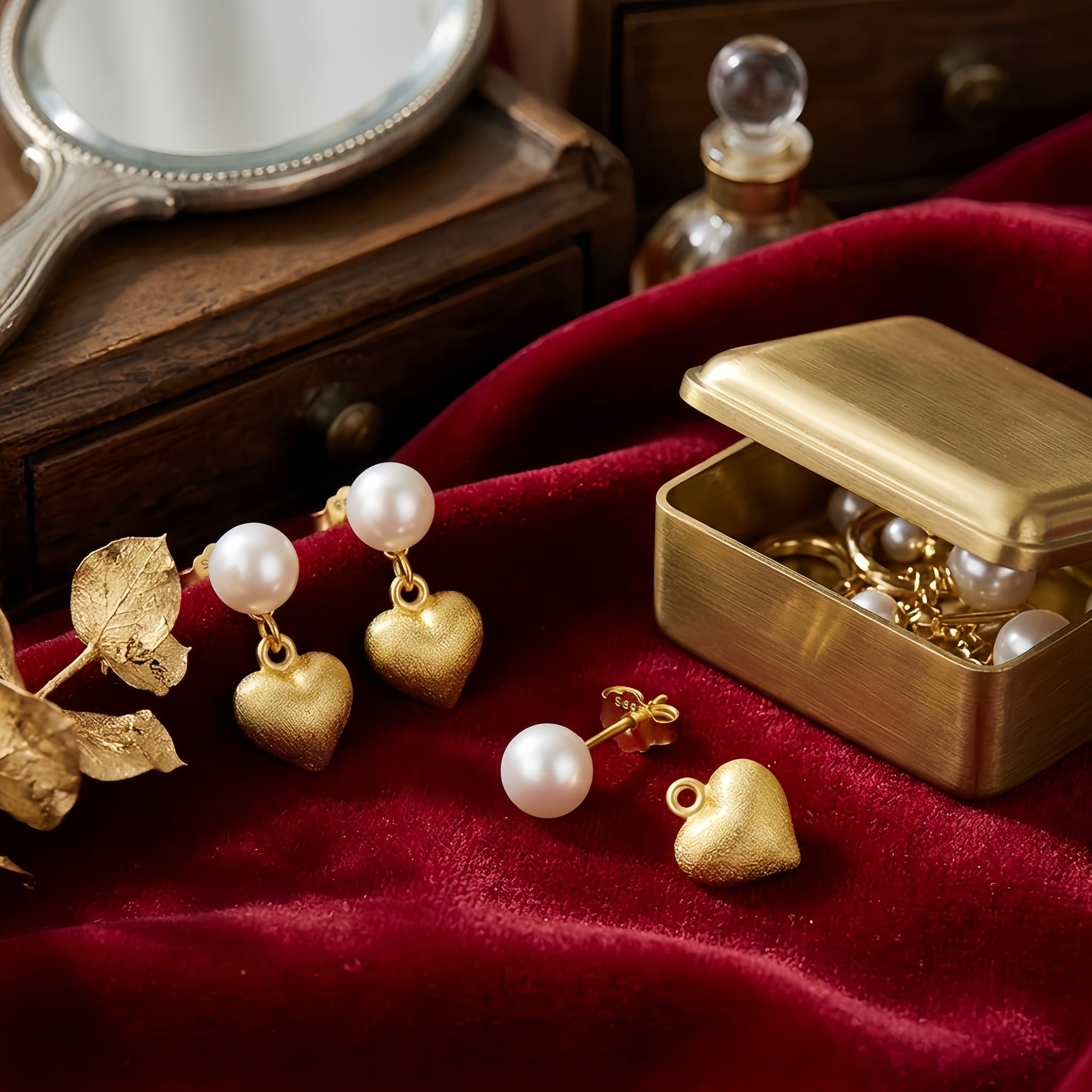 Heart and Pearl Drop Earrings – pearl earrings