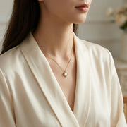 White Heart Gemstone Necklace – sterling silver necklace, close-up