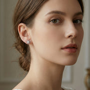 Open-Work Flower Pearl Stud Earrings – pearl earrings, side detail