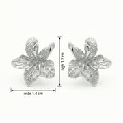 Hibiscus Flower Stud Earrings – sterling silver earrings, front view