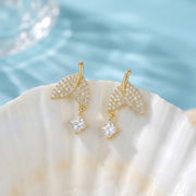 Pavé Whale Tail Dangle Earrings – sterling silver earrings