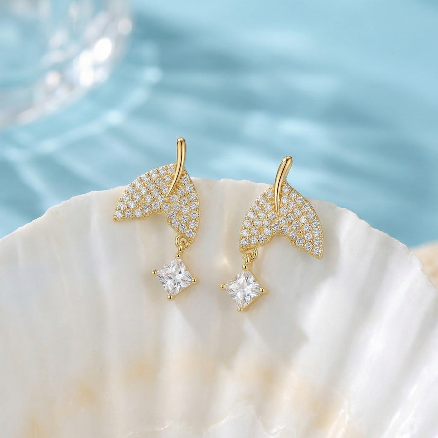 Pavé Whale Tail Dangle Earrings – sterling silver earrings