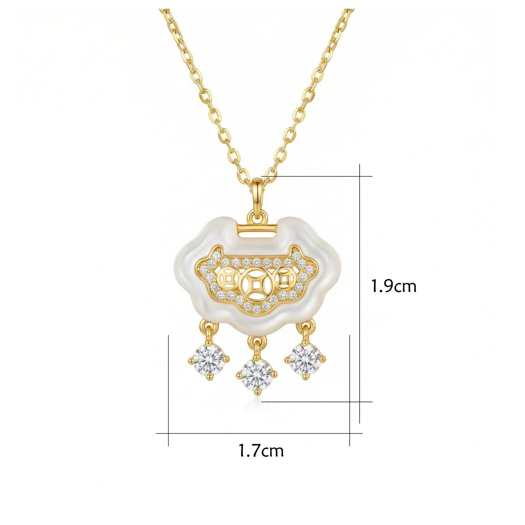 White Cloud Charm Necklace – sterling silver necklace, close-up