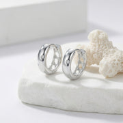Sparkling Gemstone Huggie Hoop Earrings – sterling silver earrings, front view