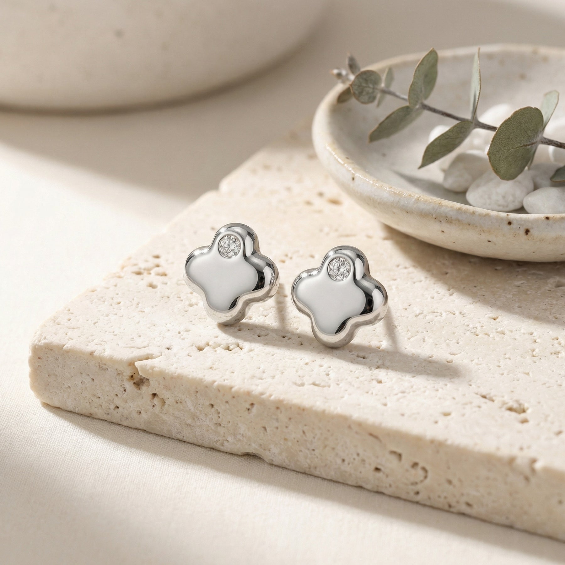 Silver Bear Stud Earrings – sterling silver earrings, side detail