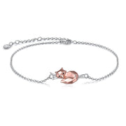 925 Sterling Silver Fox Charm Bracelet