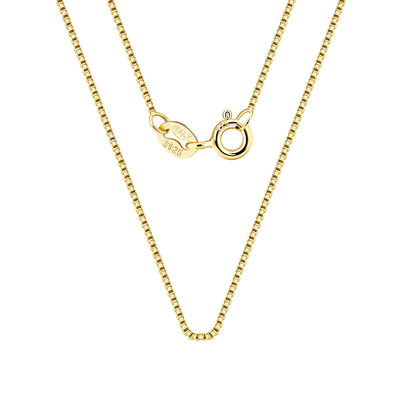 Italian Gold-Plated Box Chain Necklace – gold-plated necklace, side detail