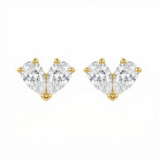 Pear-Cut Heart Stud Earrings – sterling silver earrings, front view