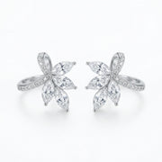 Marquise Floral Ribbon Stud Earrings – sterling silver earrings, close-up