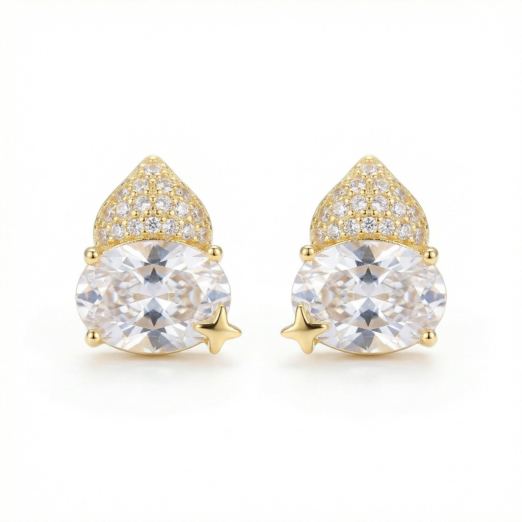Celestial Star and Oval Stud Earrings – sterling silver earrings