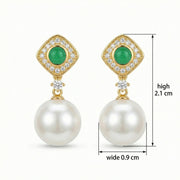 Green stone and Pearl Drop Earrings – pearl earrings
