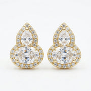 Pear and Oval Sparkling stone Halo Studs – sparkling stone earrings