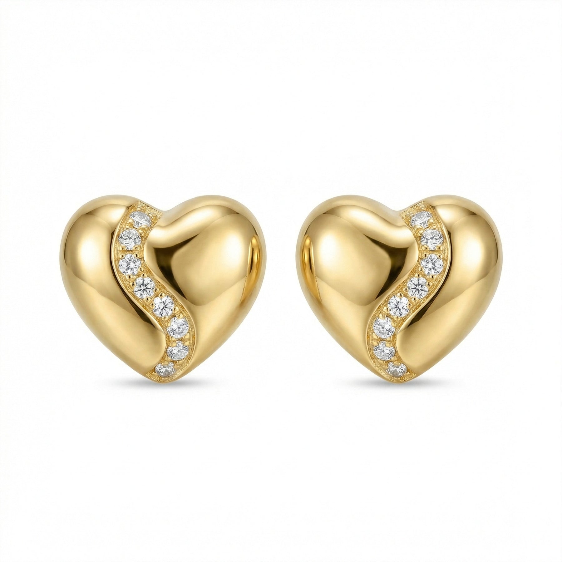 Curved Heart Stud Earrings – sterling silver earrings