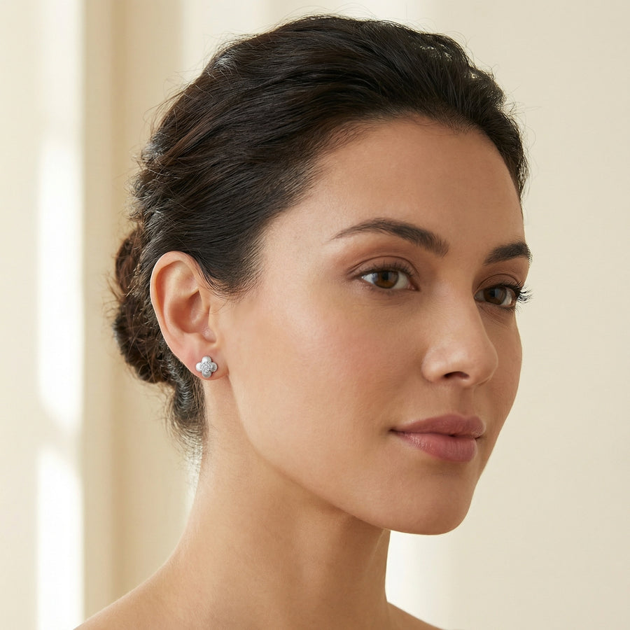 Ribbed Clover Stud Earrings – sterling silver earrings