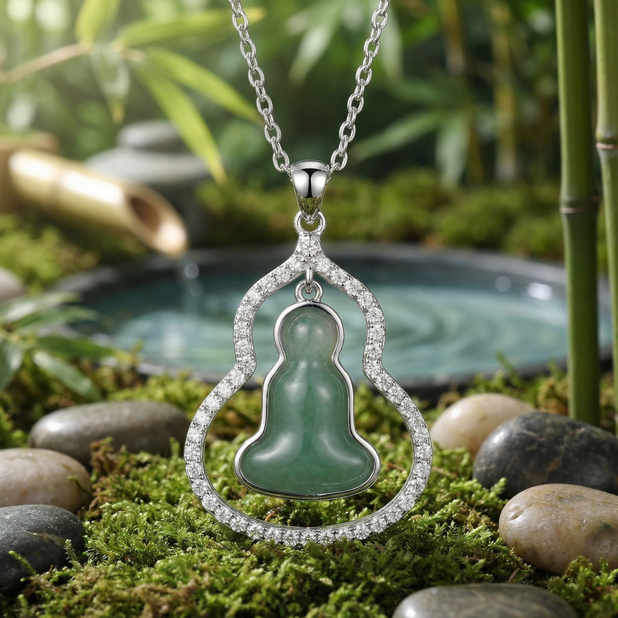 Irregular Jade Gourd Halo Necklace II – jade necklace, front view