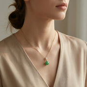 Green Jade Sphere Pendant Necklace – jade necklace, front view