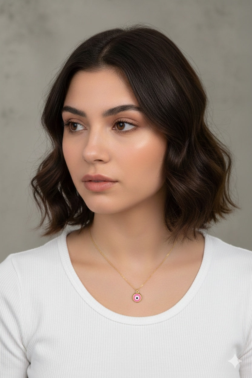 Colorful Mini Evil Eye Spinner Necklace – stainless steel necklace