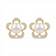 Floral Pearl Petal Stud Earrings – pearl earrings