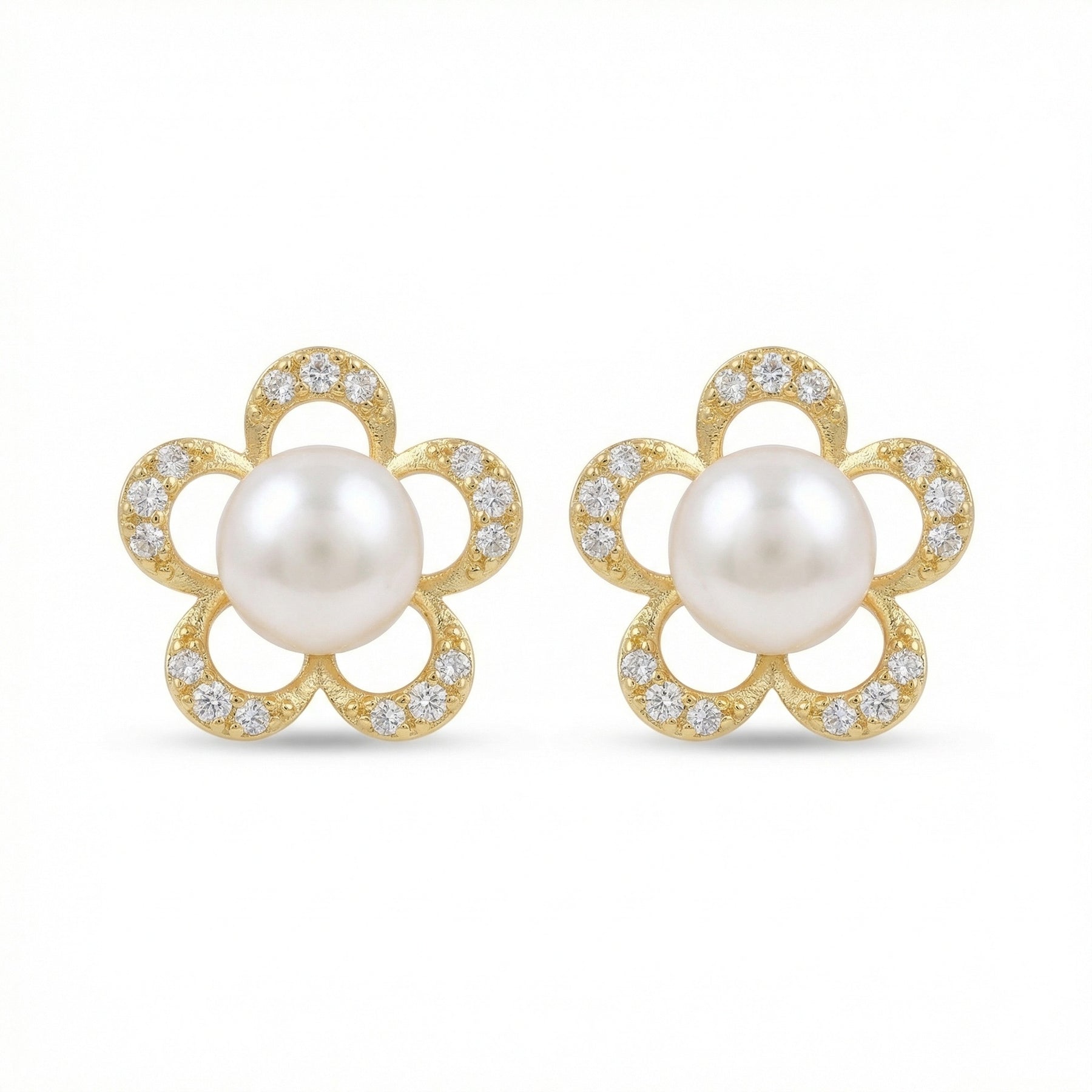Floral Pearl Petal Stud Earrings – pearl earrings