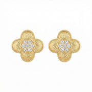 Fluted Clover Stud Earrings – sterling silver earrings, side detail