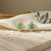 Jadeite Floral Cluster Stud Earrings – jade earrings, front view