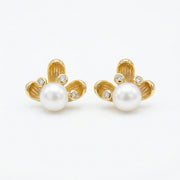 Floral Pearl Studs, Textured Petals – pearl earrings